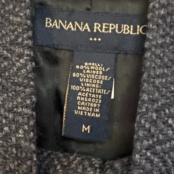 Banana Republic Military Style Cropped Jacket Gray Herringbone Mock Collar  EUC - Picture 15 of 15